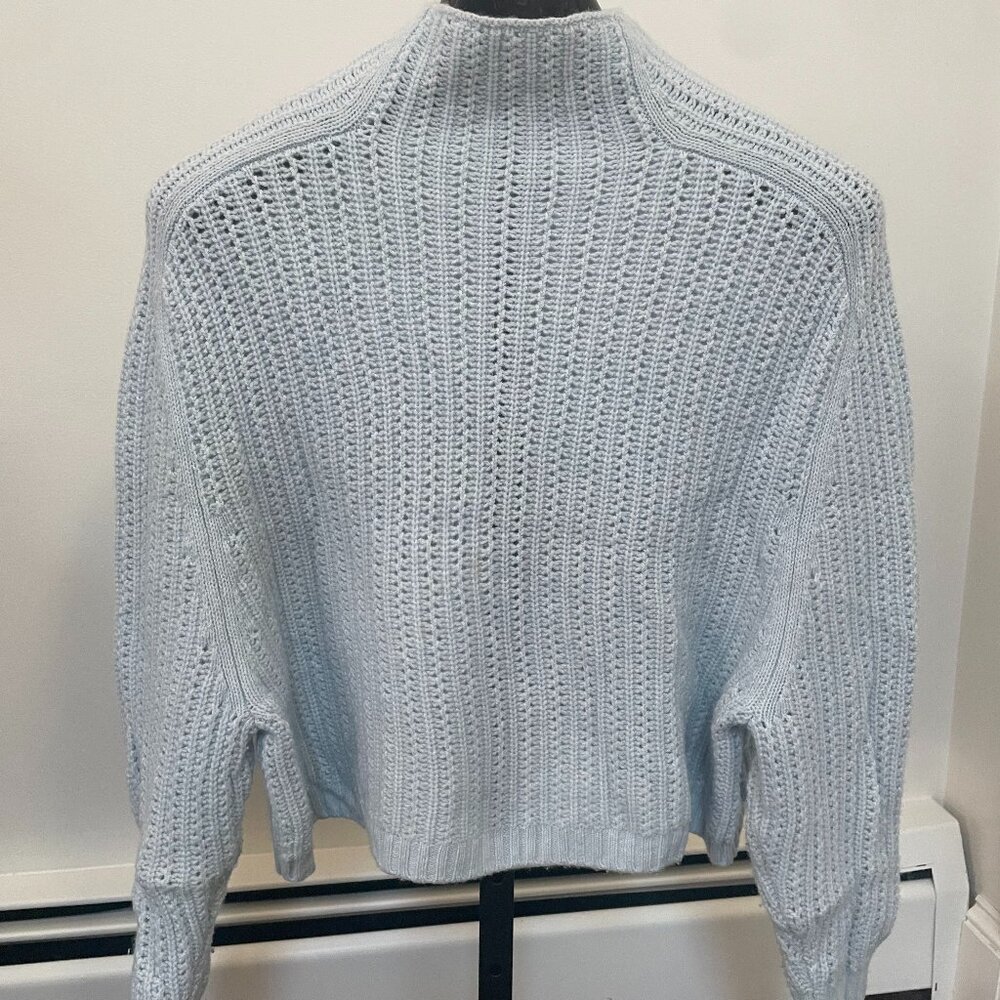 Madewell Pointelle-Stitch Mockneck Sweater in Light Blue, Size M
